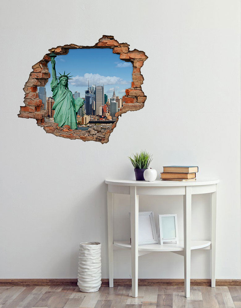 Adesivo Decorativo Buraco 3D Estátua da Liberdade