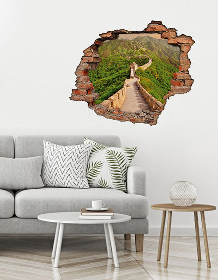 Adesivo Decorativo Buraco 3D Muralha da China
