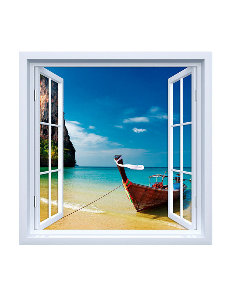 Adesivo de Janela Barco Beira Mar