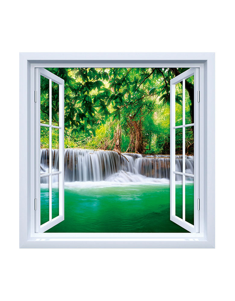 Adesivo de Janela Cachoeira na Floresta