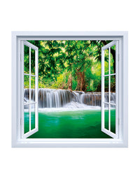 Adesivo de Janela Cachoeira na Floresta