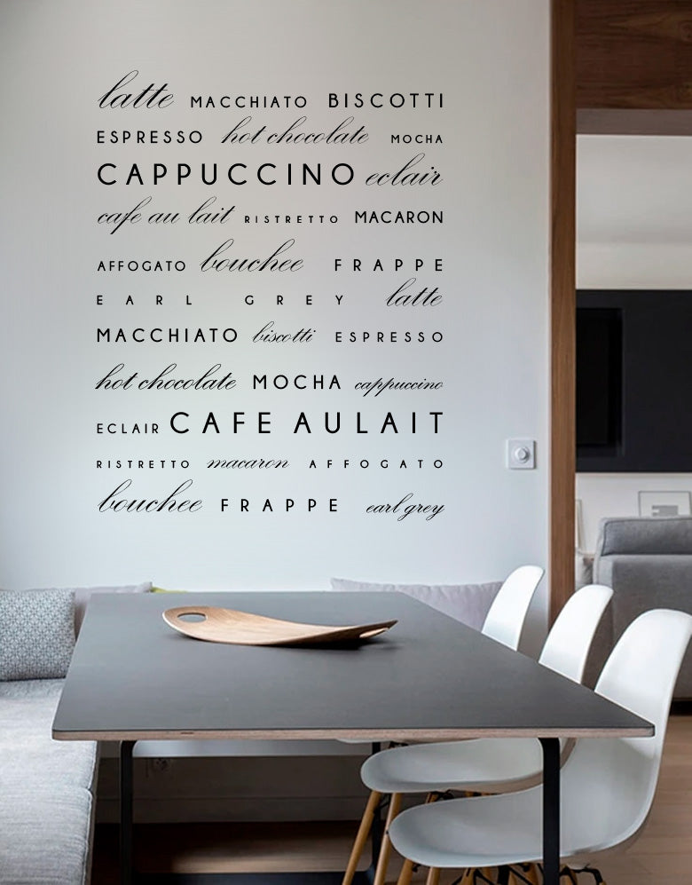 Adesivo Lettering Cafés