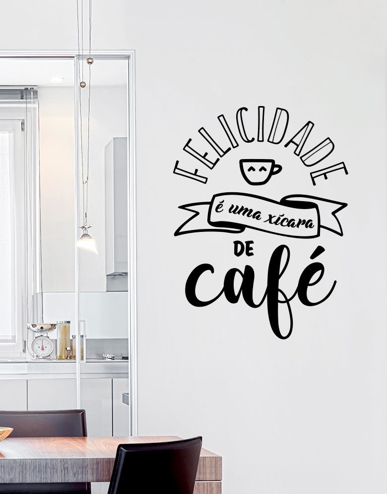 Adesivo Lettering Felicidade é uma Xícara de Café