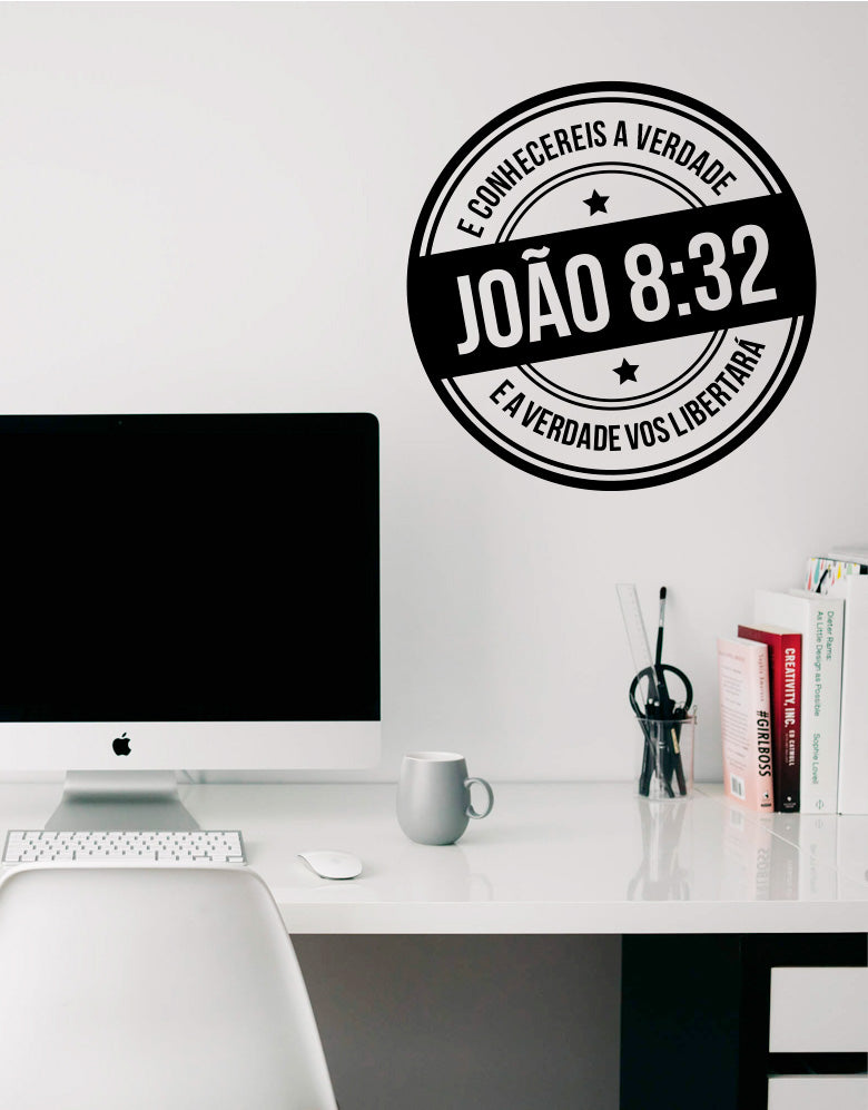 Adesivo Lettering Frases Bíblicas João 8-32