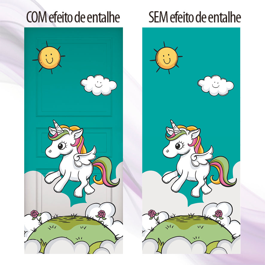 Adesivo Para Porta Unicórnio Happy