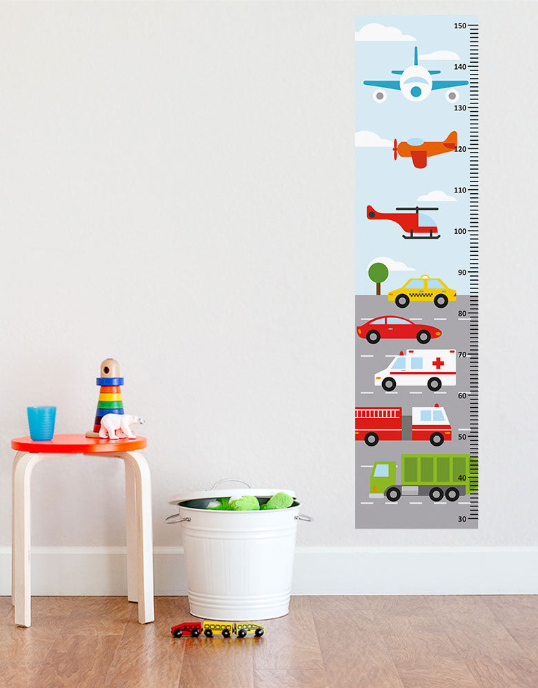 Adesivo Régua Crescimento Transportes