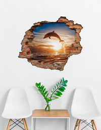 Adesivo Decorativo Buraco 3D Golfinho Saltando