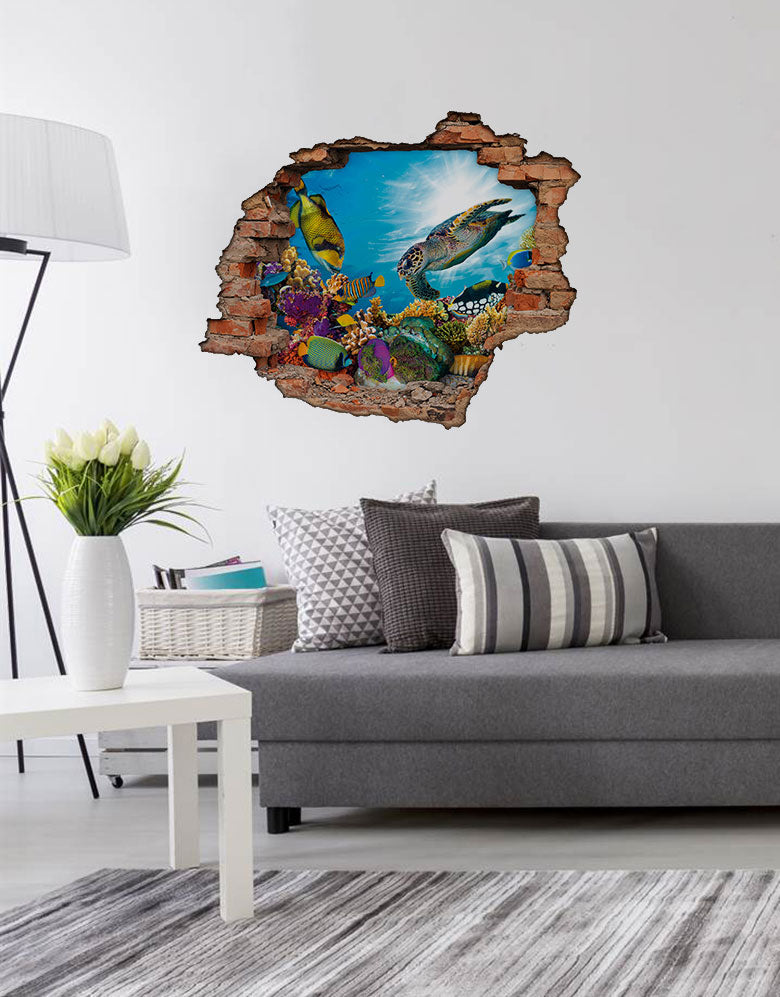 Adesivo Buraco 3D Tartaruga Marinha