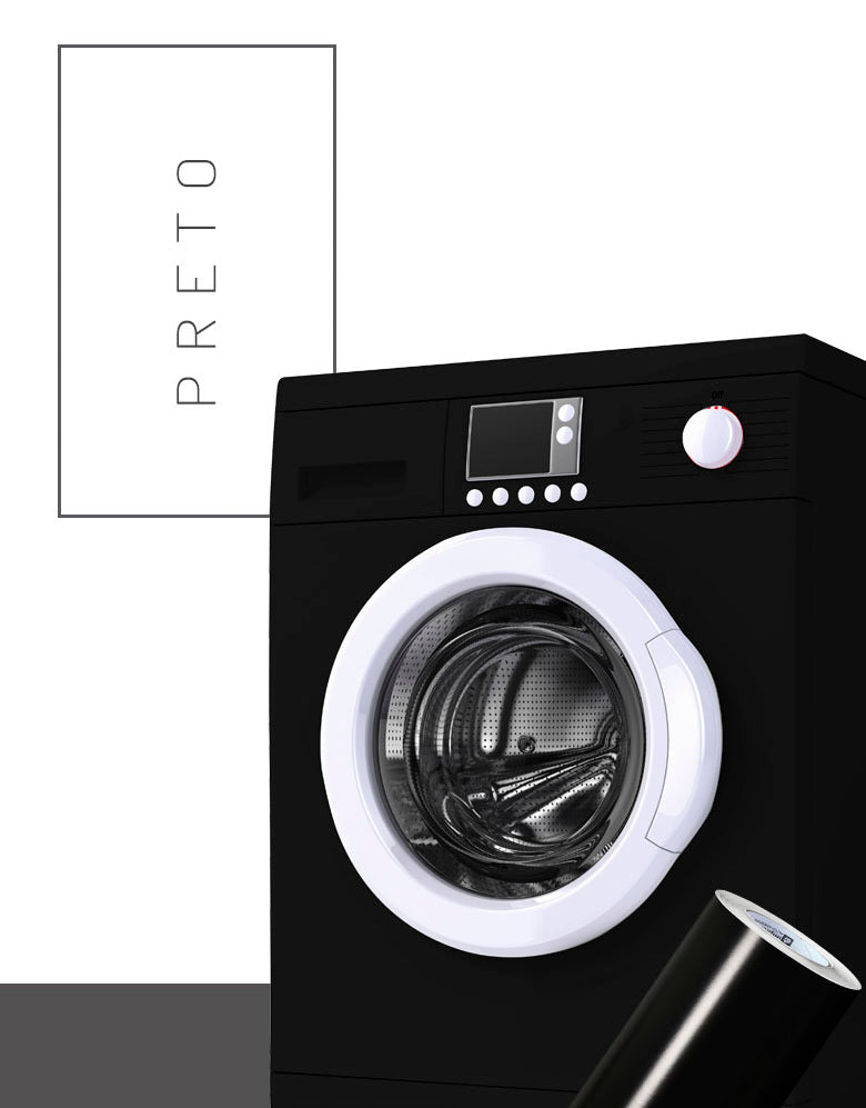 Adesivo para Máquina de Lavar Preto Brilho