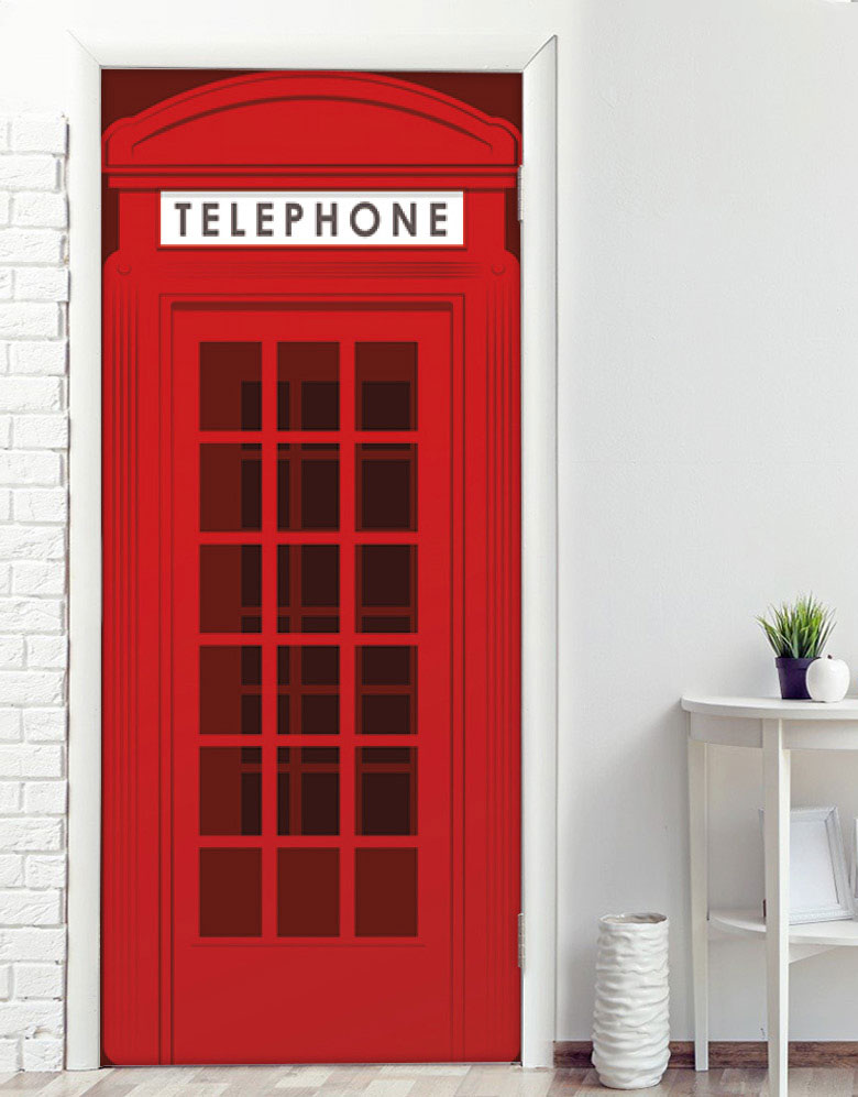 Adesivo para Porta Cabine Telefônica Vermelha