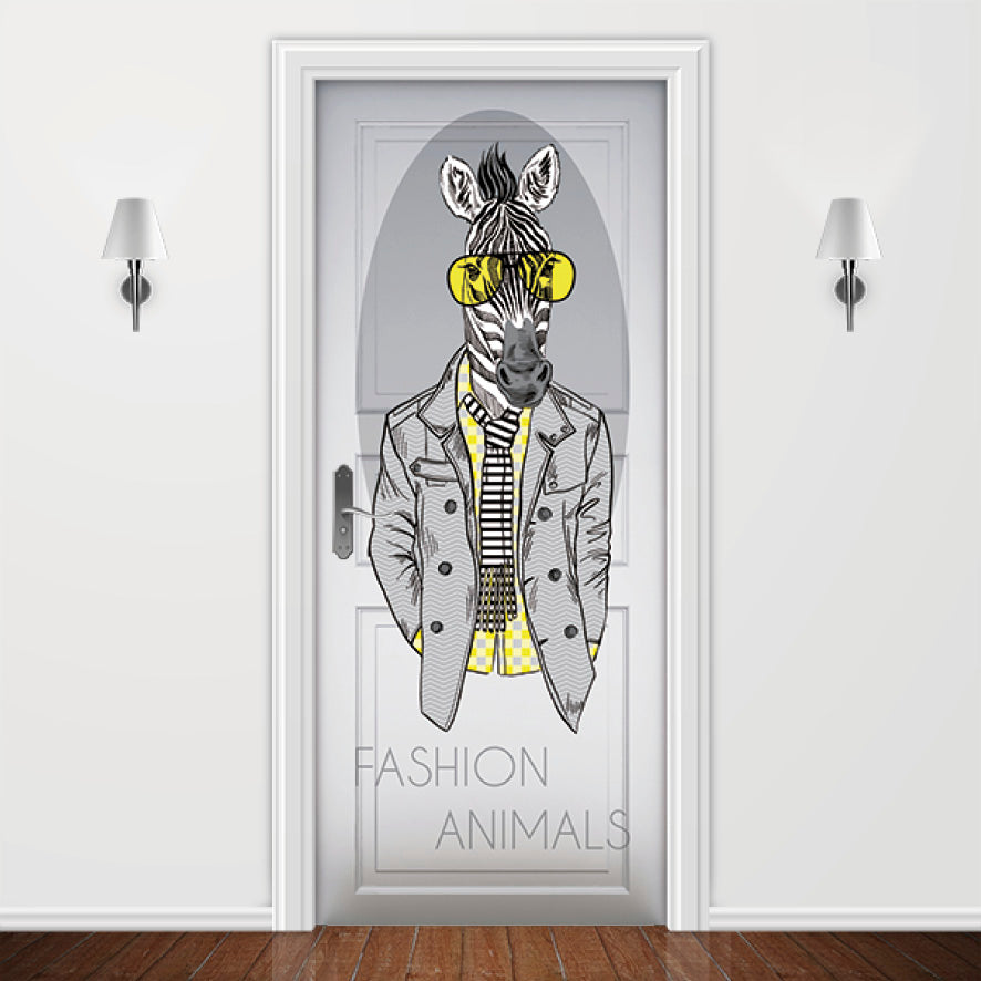 Adesivo para Porta Zebra Fashion Animals