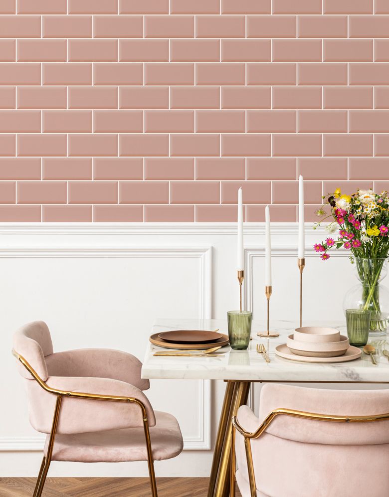 KIT DE 3 ROLOS - 2,50m x 50cm - Papel de Parede Adesivo Brick Metro Blossom