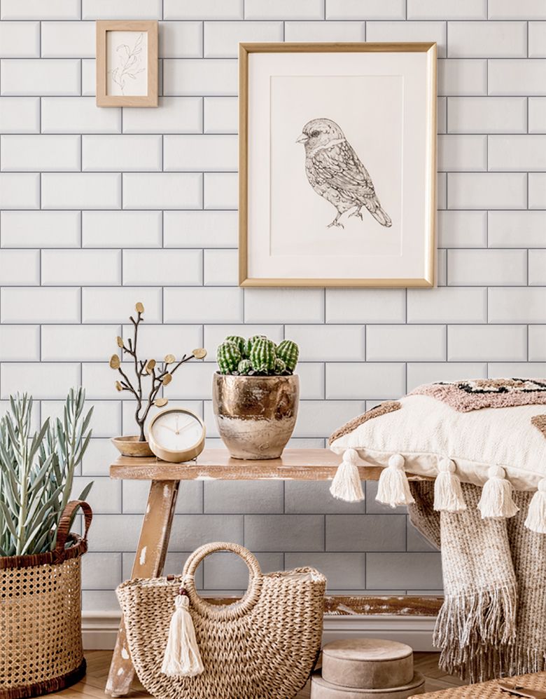 Papel de Parede Adesivo Brick Metro Snow