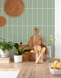 KIT DE 9 ROLOS - 2,50m x 50cm - Papel de Parede Adesivo Brick Vertical Menta