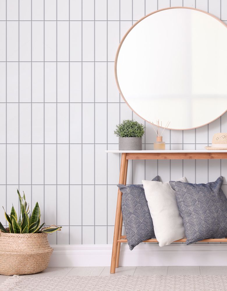 Papel de Parede de Azulejo Brick Vertical Snow