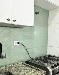 KIT DE 7 ROLOS - 1,00m x 50cm - Papel de Parede Adesivo Brick ZigZag Menta