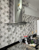Papel de Parede Adesivo Hexágonos Colmeia Cimento Queimado