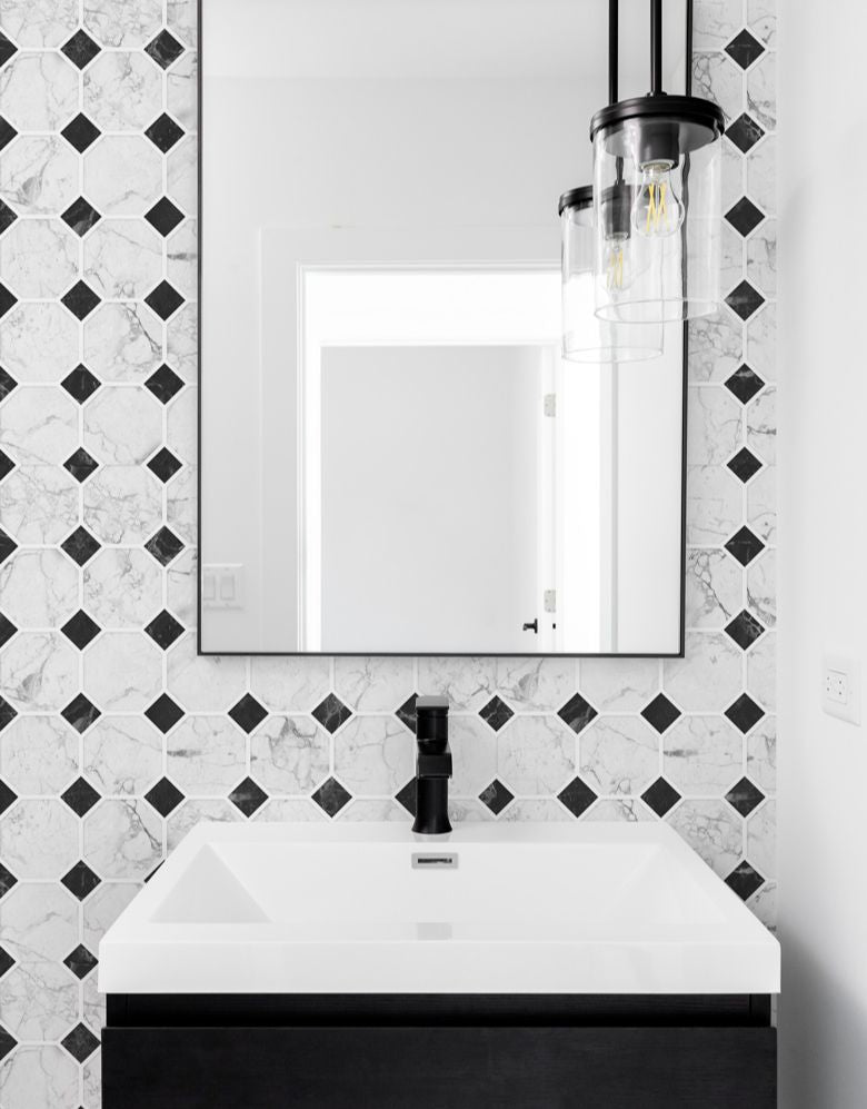 Papel de Parede Adesivo Azulejo Ladrilho Mármore