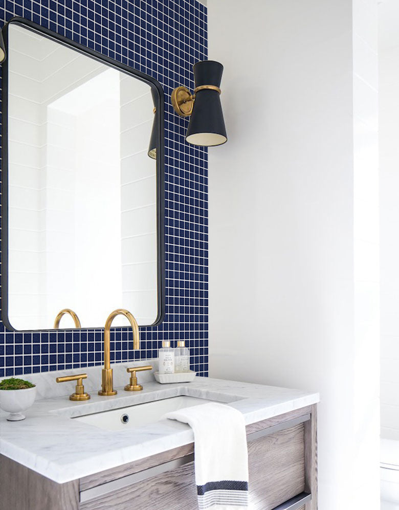 Papel de Parede Adesivo Pastilhas Azul Marinho