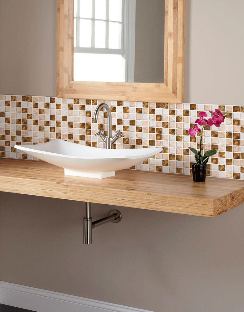 Papel de Parede Adesivo Pastilhas Oro Luxury