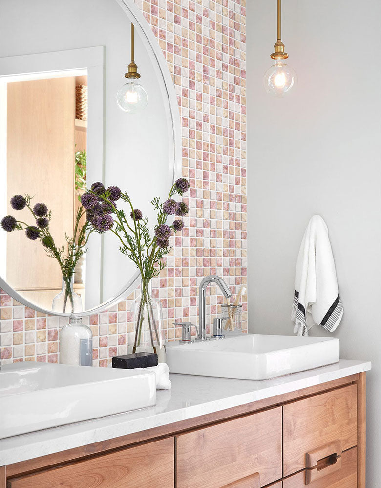 Papel de Parede Adesivo Pastilhas Rose Gold