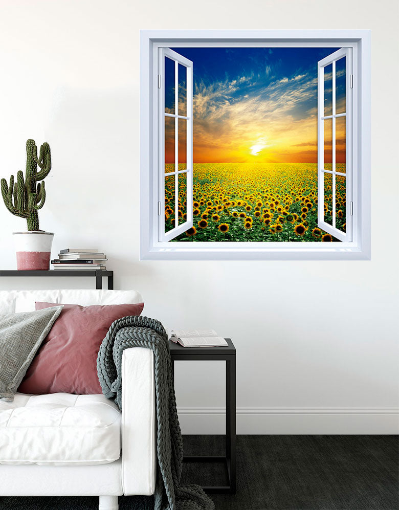 Adesivo de Janela Campos De Girassóis