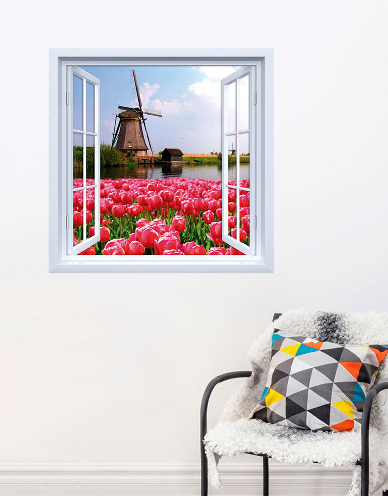 Adesivo de Janela Campo de Tulipas