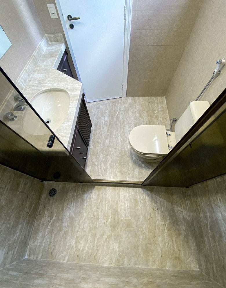 Adesivo para Chão Mármore Travertino Fosco