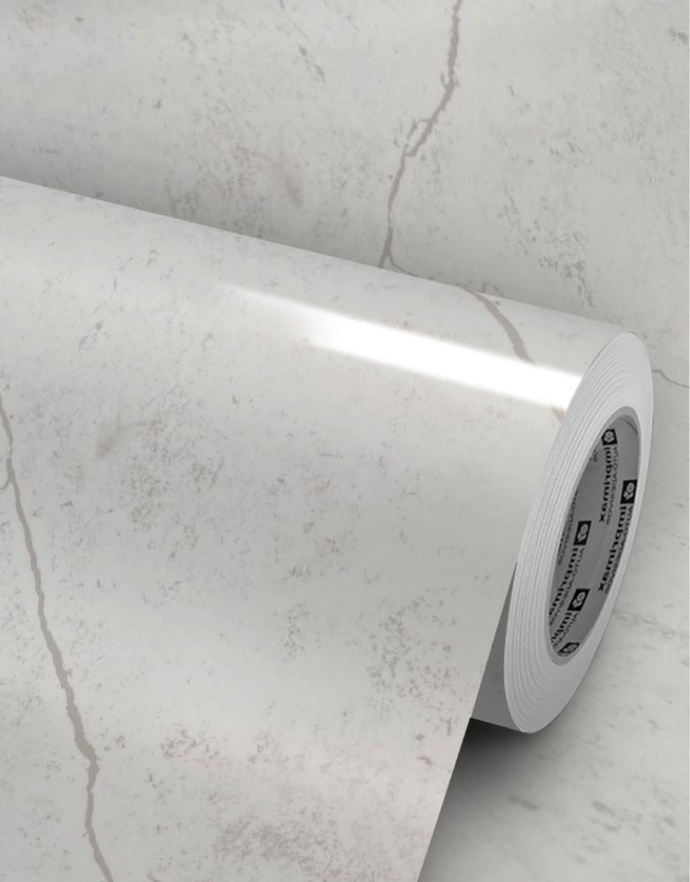 Adesivo para Piso Mármore Branco Marquina Brilho