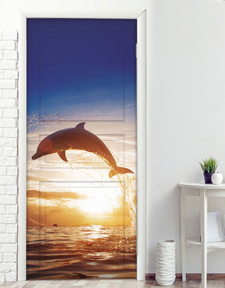 Adesivo para Porta Pôr do Sol Golfinho