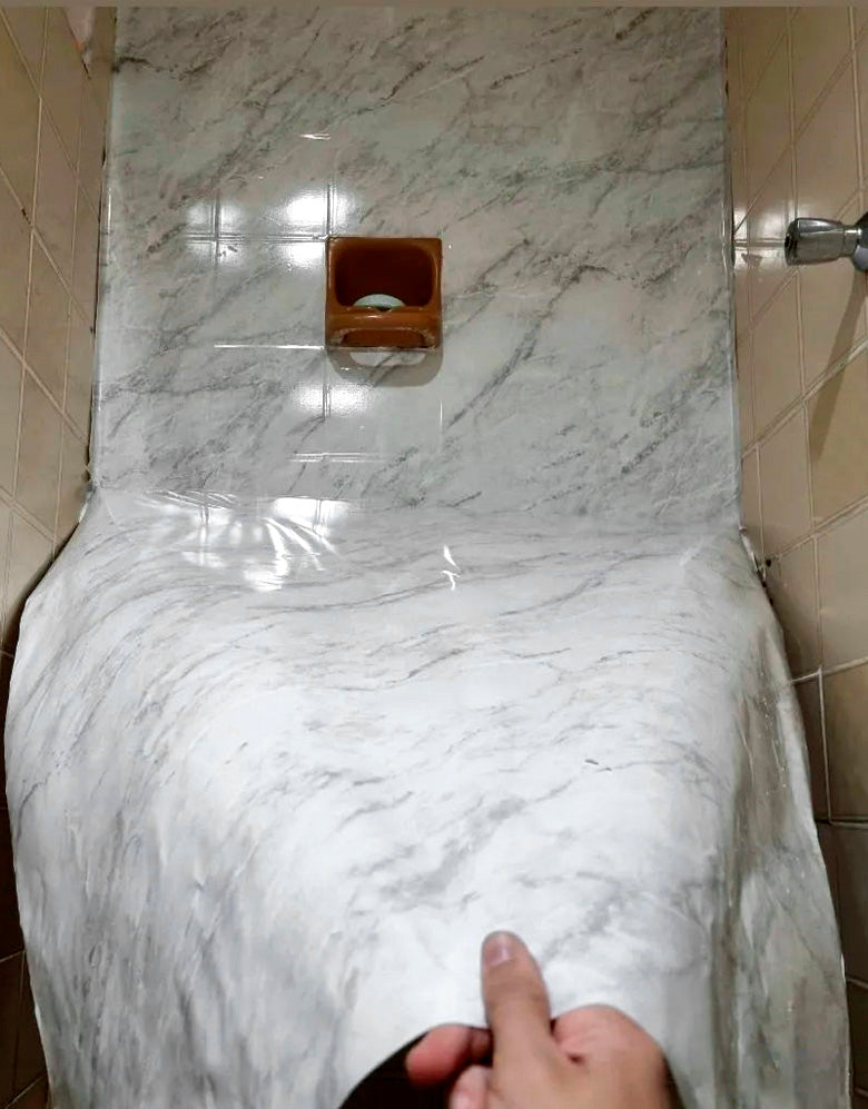 Adesivo para Chão Mármore Calacata Perolizado