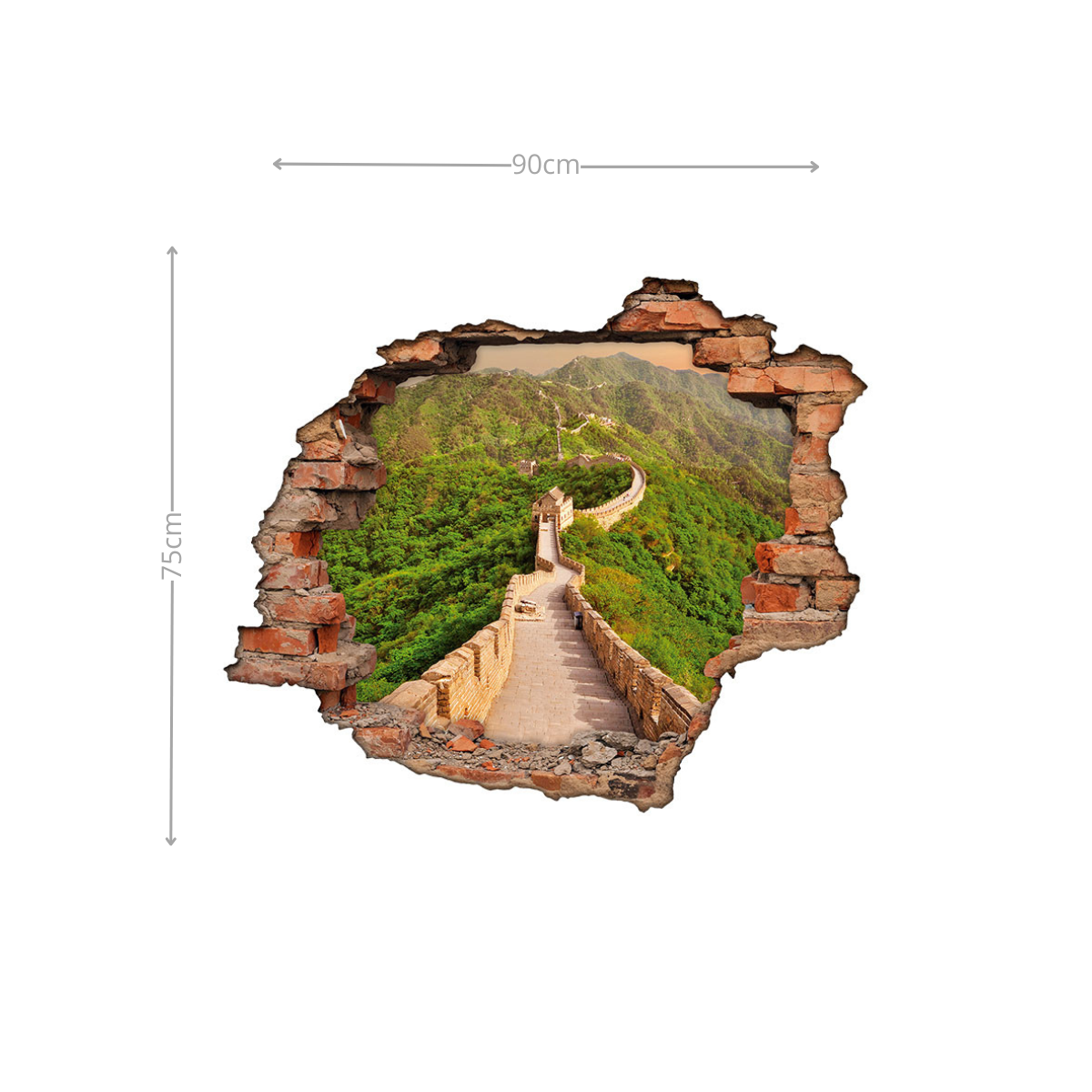 Adesivo Decorativo Buraco 3D Muralha da China