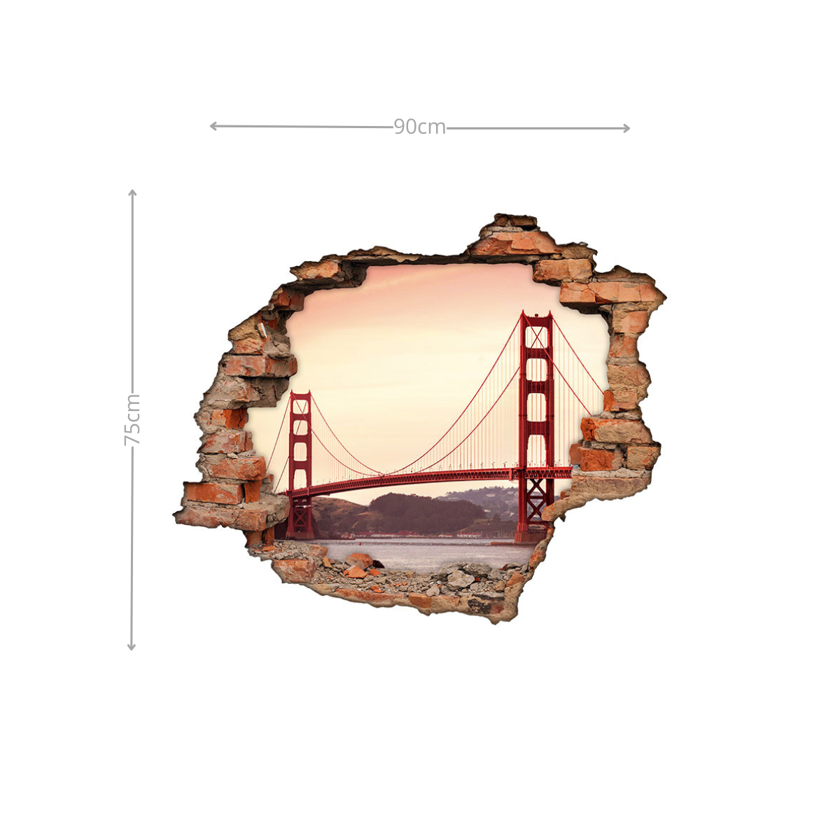 Adesivo Decorativo Buraco 3D Golden Gate