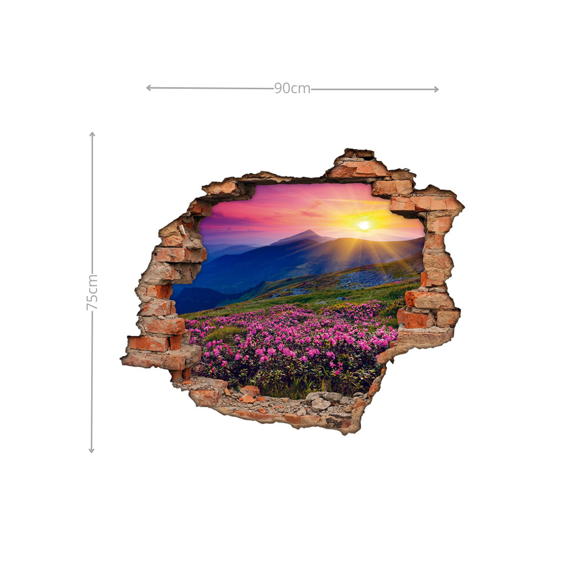 Adesivo Decorativo Buraco 3D Sol nas Montanhas