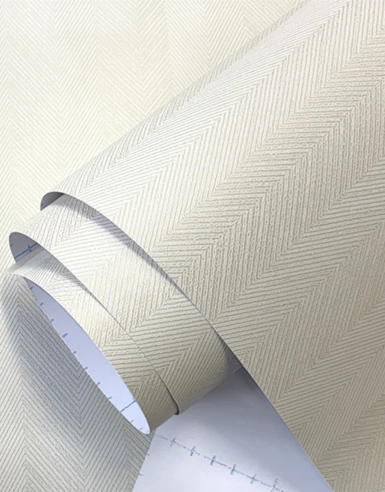 Revestimento Adesivo Telado Linho Chevron White Pearl