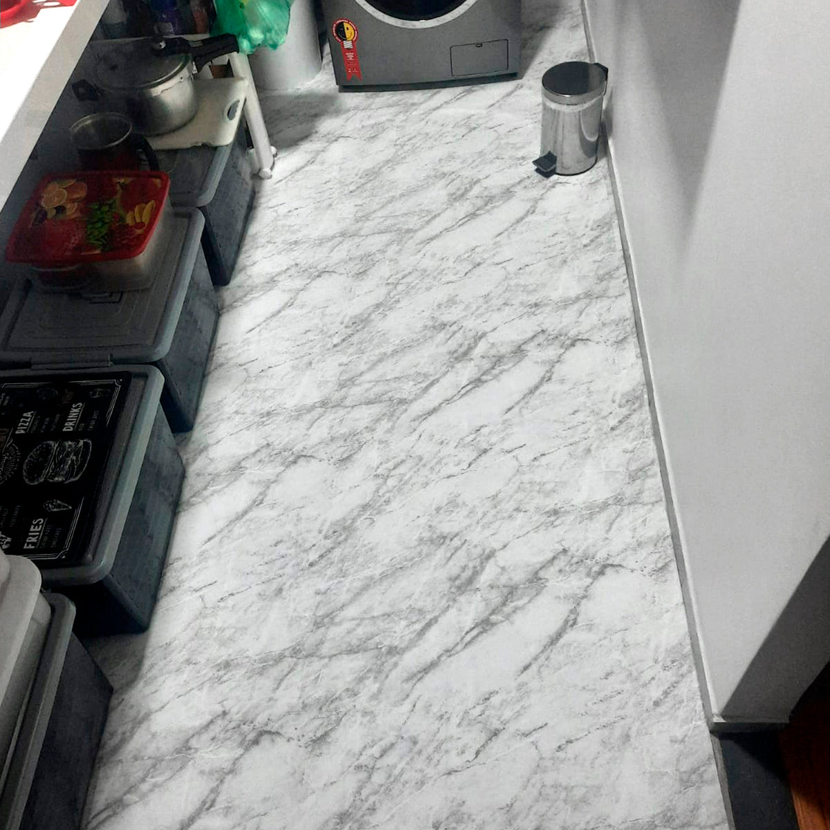Adesivo para Chão Mármore Carrara Perolizado