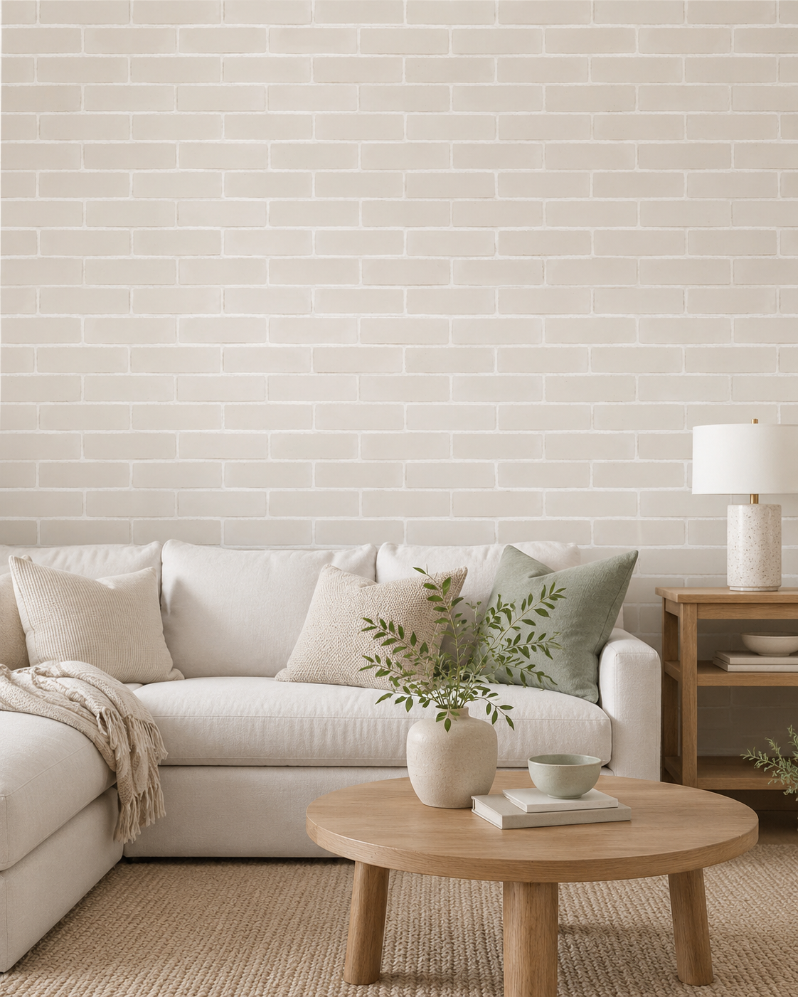 Papel de Parede Adesivo Tijolinhos Creme