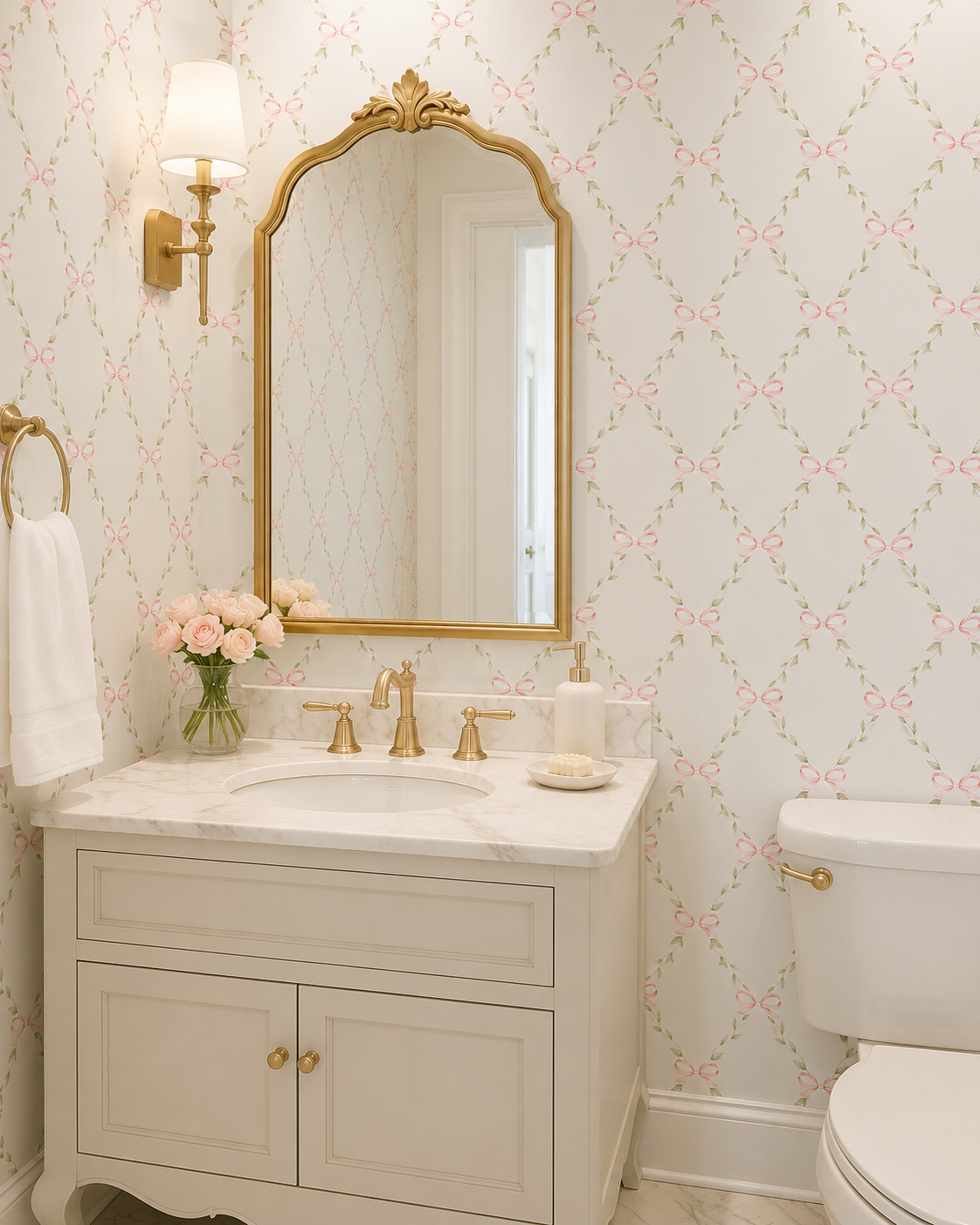 Papel de Parede Adesivo Laço Rosa