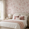 Papel de Parede Adesivo Floral Rosa com Pássaros