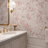 Papel de Parede Adesivo Floral Rosa com Pássaros