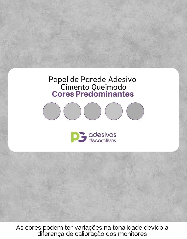 KIT DE 5 ROLOS - 1,50m x 50cm - Papel de Parede Adesivo Cimento Queimado