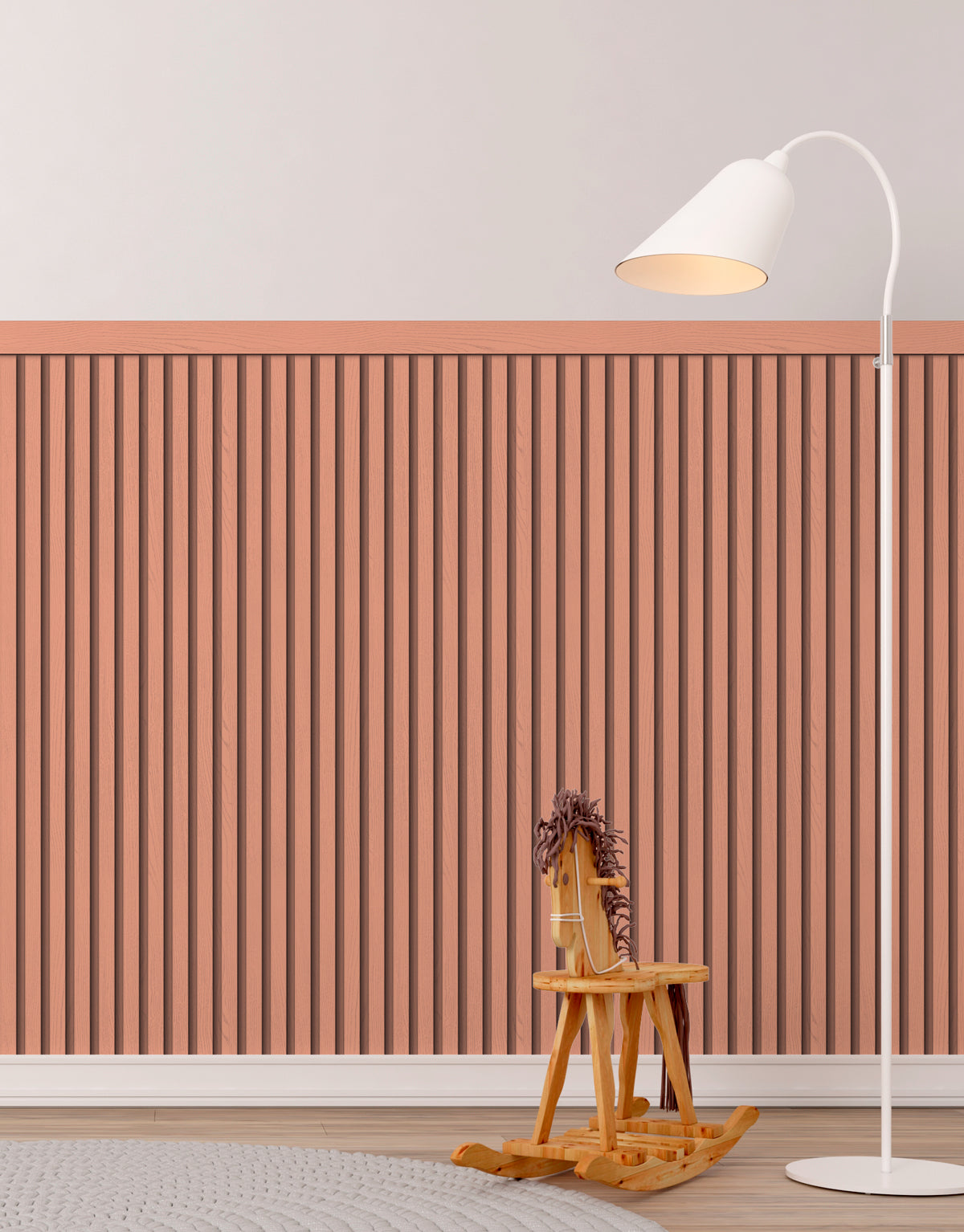Papel de Parede Adesivo Meia Parede Ripado Coral