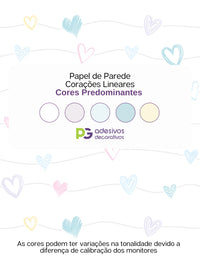 Papel de parede Corações Lineares sem película 1,50x0,50m