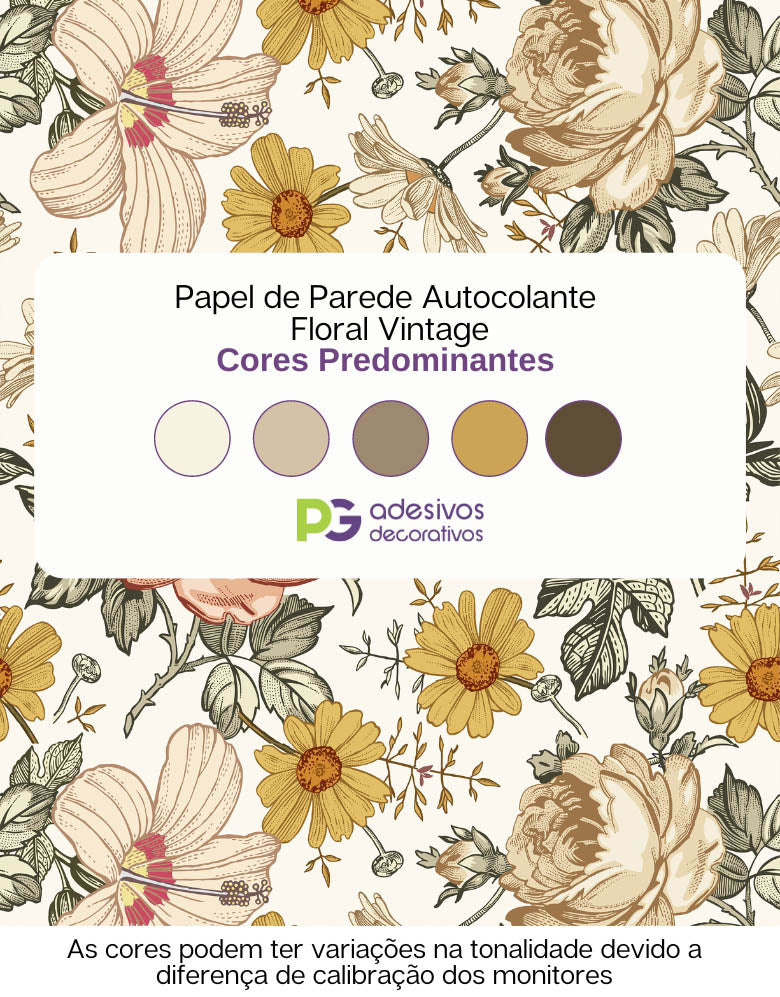 Papel de Parede Autocolante Floral Vintage