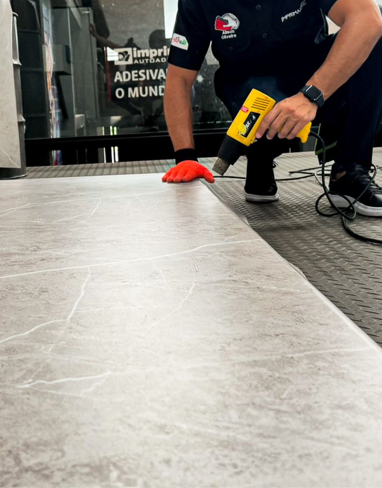 Adesivo para Piso Mármore Crema Armani Matte