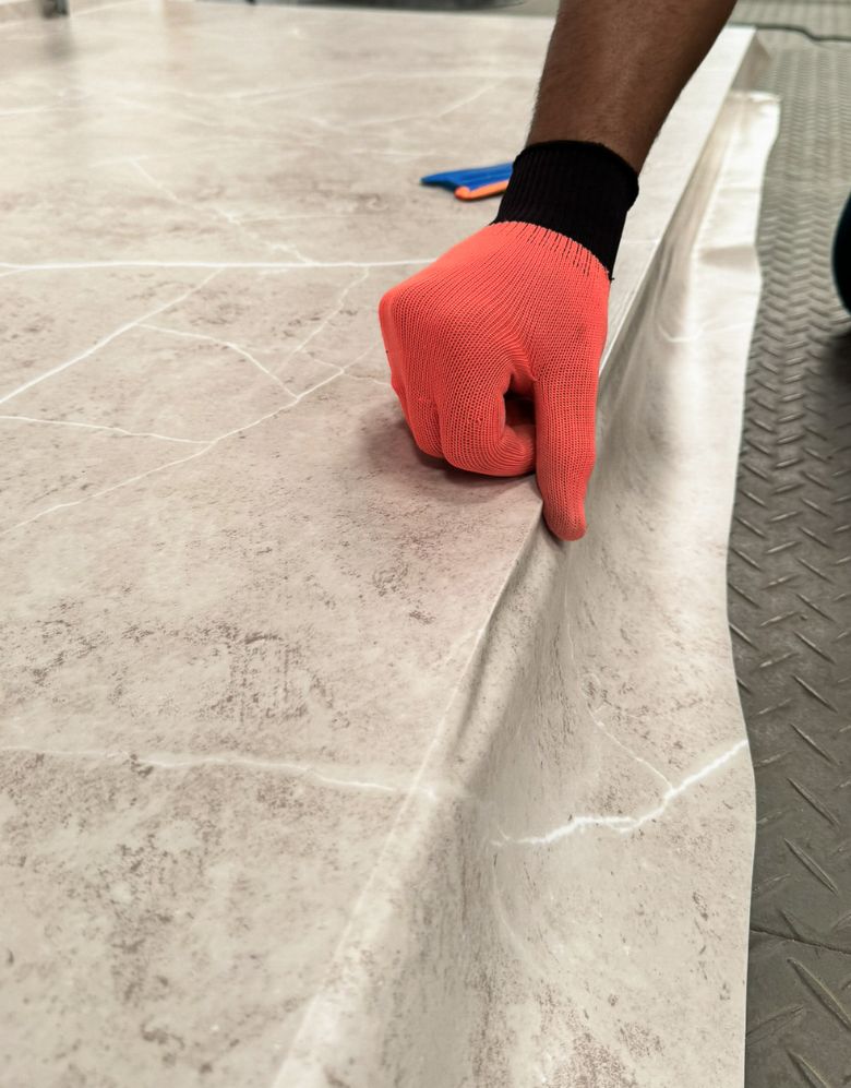 Adesivo para Piso Mármore Crema Armani Matte