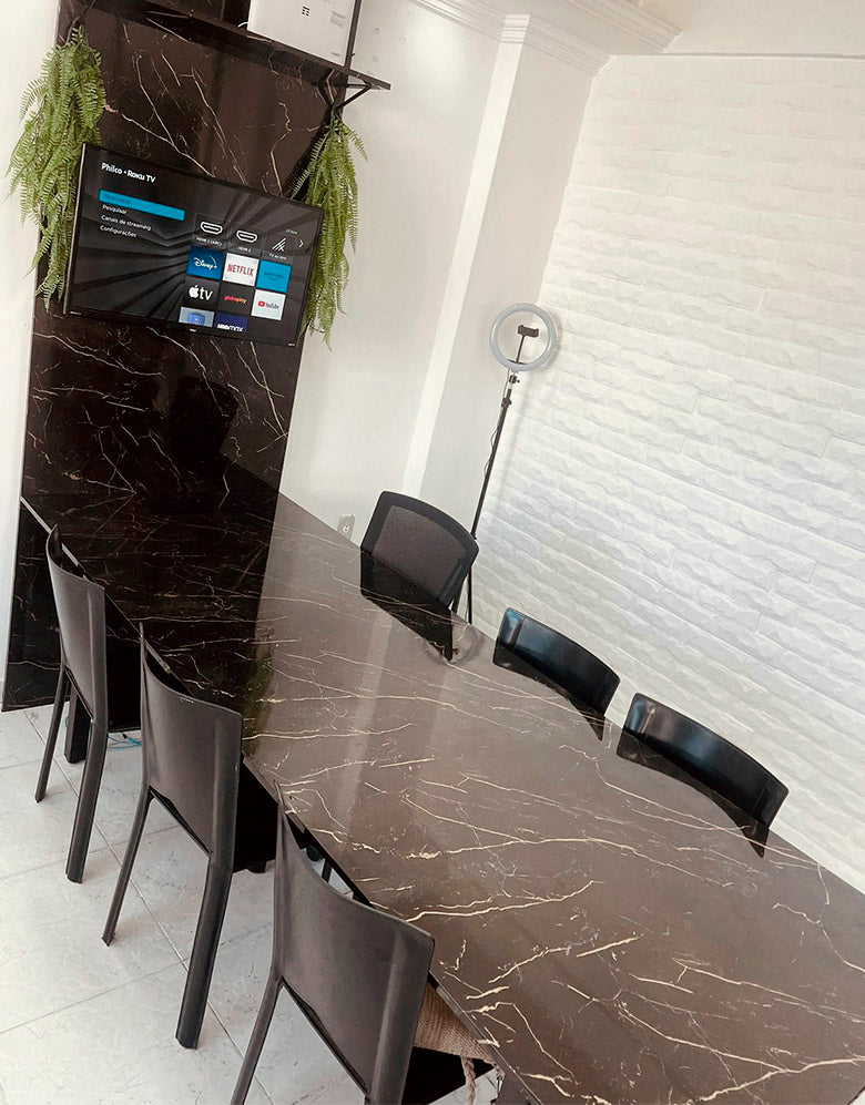 Adesivo para Mesa Mármore Marquina Brilho