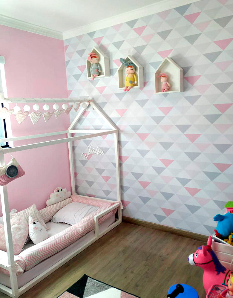 Papel de Parede Adesivo Triângulo Rosa