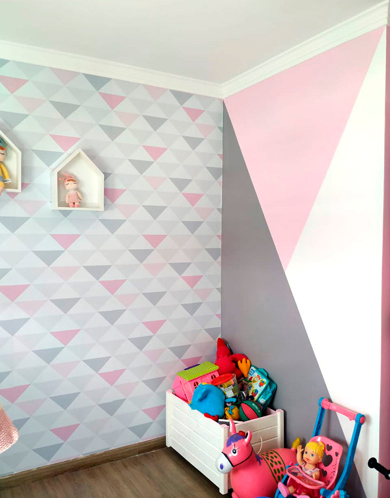 Papel de Parede Adesivo Triângulo Rosa