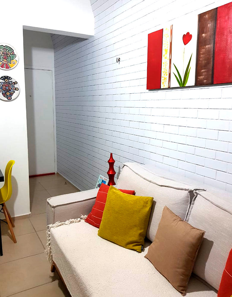 Papel de Parede Adesivo Tijolinho Branco